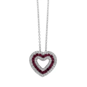 Collier Cuore Rubini e diamanti