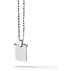 Comete uomo girocollo piastra in acciaio e diamanti neri