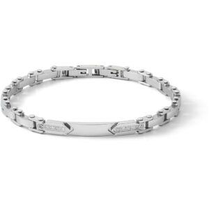 Comete uomo bracciale in acciaio con zirconi bianchi