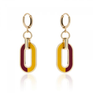 Unoaerre Orecchini bronzo dorato rossi e gialli
