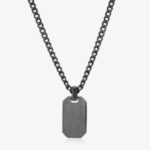 Ink Collana con piastrina in acciaio brunito