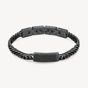 Naxos Bracciale acciaio brunito zircone black