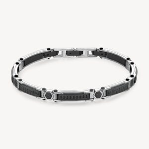 Bracciale uomo backliner con zirconi neri