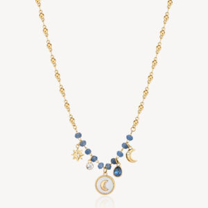 Collana Chakra luna gold con calcedonio