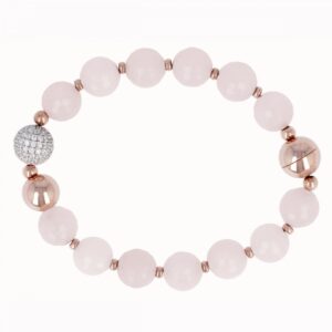 Bronzallure Bracciale quarzo rosa e zirconi bianchi