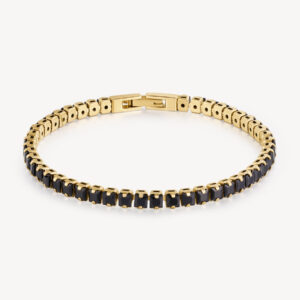 Brosway bracciale tennis uomo acciaio dorato zirconi neri