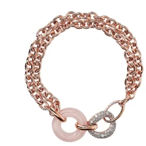 Bronzallure Bracciale quarzo rosa e zirconi bianchi