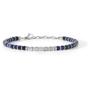 Comete uomo bracciale acciaio e agata blu