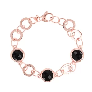 Bronzallure Bracciale maglia tonda con onice nero