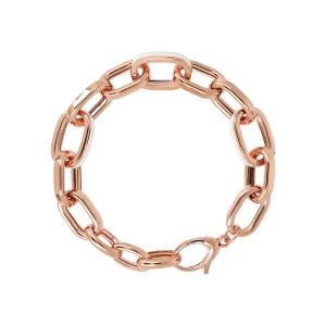 Bronzallure Bracciale maglie ovali e smalto bianco