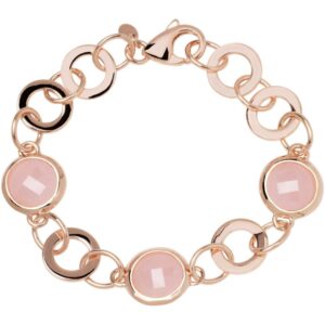 Bronzallure Bracciale maglia tonda con QUARZO rosa