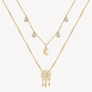 Chakra collana doppia acchiappasogni dorata