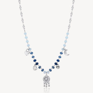 Collana Chakra acchiappasogni con calcedonio blu