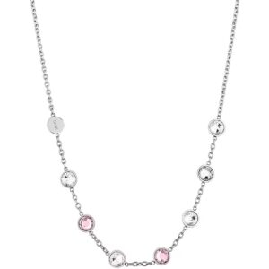 Liu Jo collana in acciaio con cristalli bianchi e rosa