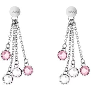 Liu Jo Orecchini in acciaio cristalli bianchi e rosa