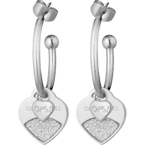Ops Orecchini in acciaio con cuori e glitter