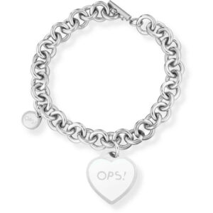 Ops bracciale acciaio con cuore bianco