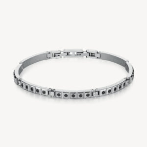 Forge Bracciale acciaio e cristalli neri