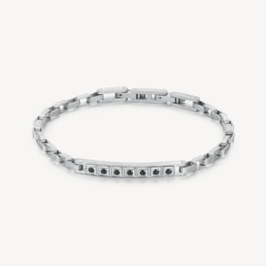Forge Bracciale acciaio e cristalli neri