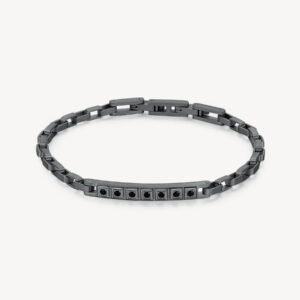Forge Bracciale rutenio e cristalli neri
