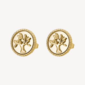 Chakra Orecchini albero della vita in acciaio dorato