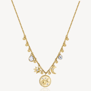 Chakra Collana sole e luna in acciaio dorato