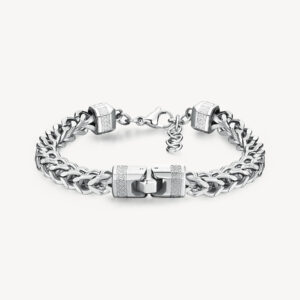Knocker bracciale in acciaio con maglia a spiga