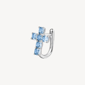 Fancy Orecchino croce in argento con zirconi light cloud blue