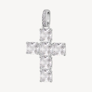 Fancy Charm Croce in argento con zirconi infinite white