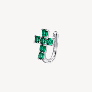 Fancy Orecchino croce in argento con zirconi life green