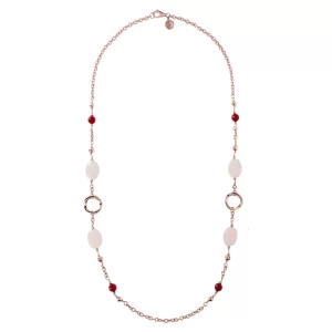Bronzallure collana lunga con agate e quarzi