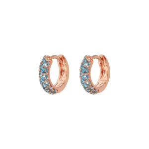 Orecchini a Cerchio con Pavé in Cubic Zirconia Blue