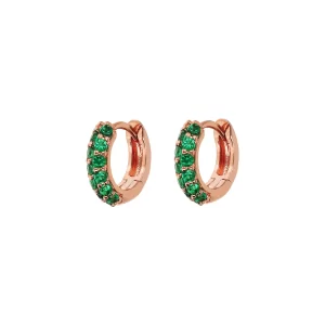 Orecchini a Cerchio con Pavé in Cubic Zirconia verdi