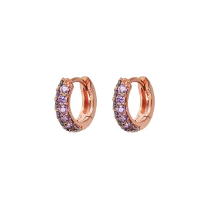 Orecchini a Cerchio con Pavé in Cubic Zirconia viola