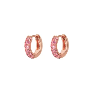 Orecchini a Cerchio con Pavé in Cubic Zirconia rosa