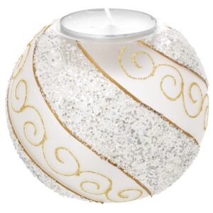 Sfera onde gold con candela e led diametro 12 cm