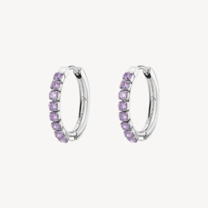 Orecchini in acciaio con zirconi amethyst