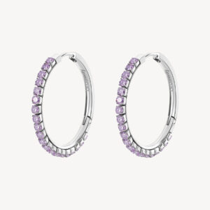 Orecchini in acciaio con zirconi amethyst
