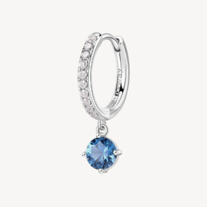 Orecchino singolo in argento con zircone sapphire