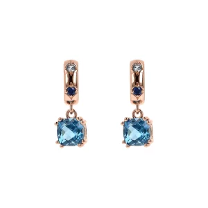 Orecchini Pendenti Étoile con Prisma Gem Taglio a Cuscino blue