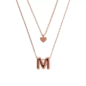 Collana multifilo con cuore e lettera M