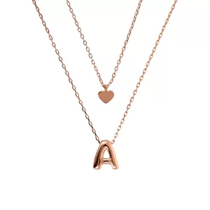 Collana multifilo con cuore e lettera A