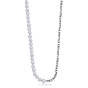 Collana uomo acciaio e perle