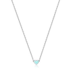 Collana cuore in acciaio con smalto verde acqua