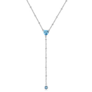 Collana cuore zirconi acquamarine
