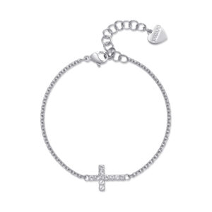 Bracciale acciaio con croce white