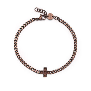 Bracciale acciaio marrone con croce