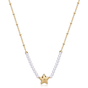 Collana acciaio dorato stella e perline