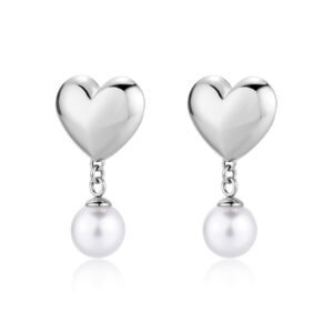 Orecchini cuori con perline e acciaio