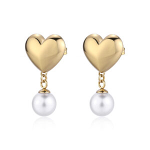 Orecchini cuore dorato con perline